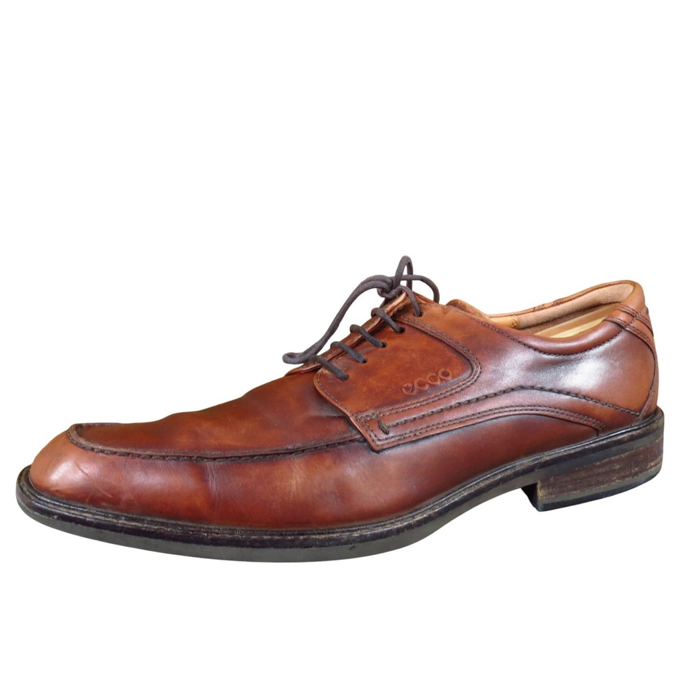 Ecco Derby Oxfords Mens 45 Brown Good‎ Leather Square Apron Toe Dress Shoes